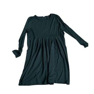 Comfy Long Sleeve Green Dress with Pockets